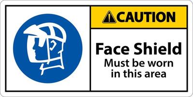 Caution Face Shield Must Be Worn Sign On White Background vector