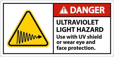 Danger Ultraviolet Light Hazard Label On White Background vector