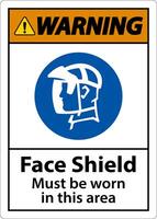 Warning Face Shield Must Be Worn Sign On White Background vector