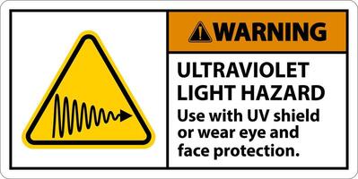 Warning Ultraviolet Light Hazard Label On White Background vector