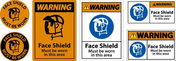 Warning Face Shield Must Be Worn Sign On White Background vector