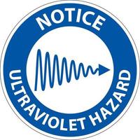Notice Ultraviolet Light Hazard Label On White Background vector