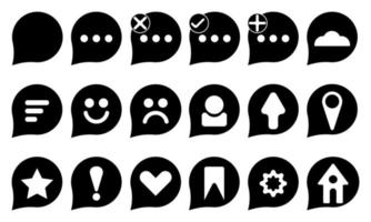 black and white color message icon set vector