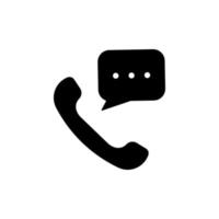 icono de silueta de mensaje de llamada de auricular. teléfono con pictograma de burbuja de voz. línea directa web contacto teléfono receptor servicio al cliente icono negro. ilustración vectorial aislada. vector