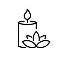 Scented Candle and Flower Line Icon. Aroma Therapy Diffuser Light Linear Pictogram. Burning Candle in Jar Aromatherapy Outline Icon. Candlelight. Editable Stroke. Isolated Vector Illustration
