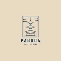 pagoda line art logo, icon and symbol, with emblem vector illustration design