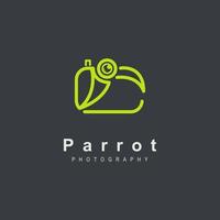 parrot photography concept logo monoline style design vector