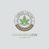 plantilla de diseño de logotipo de hoja de cáñamo rey león de cannabis para marca o empresa y otros vector