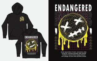 Hoodies with Character Streetwear Design, Emotion, Endangered vector