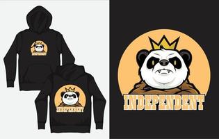 Hoodies with Character Streetwear Design, Panda in Self Confident Mood vector