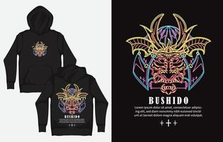 Hoodies with Character Streetwear Design, Evil Samurai, Bushido vector