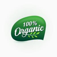 100 percent organic food certified label vector