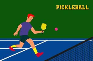 Pickeball player playing in court background vector