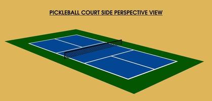 Pickleball Court Side Perspective View vector
