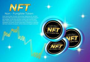 Non fungible token NFT cryptocurrency trading poster design vector