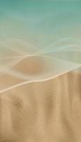 océano azul con forma de onda suave y playa de arena amarilla, textura de arena vectorial, ola turquesa de primera vista junto al mar y duna de arena marrón para la venta de verano, fondo de promoción, banner vertical para pantalla móvil