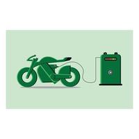 electric motorcycle with charger station vector design