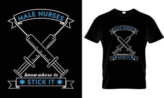 gráfico de diseño de camiseta de enfermera masculina. vector
