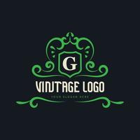 vintage logo template or retro logo style with elegant color vector