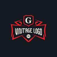 vintage logo template or retro logo style with elegant color vector