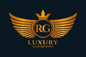 Luxury royal wing Letter RG crest Gold color Logo vector, Victory logo, crest logo, wing logo, vector logo template.