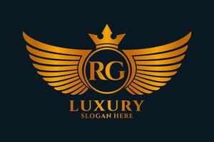 Luxury royal wing Letter RG crest Gold color Logo vector, Victory logo, crest logo, wing logo, vector logo template.