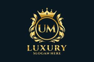 Initial UM Letter Royal Luxury Logo template in vector art for luxurious branding projects and other vector illustration.