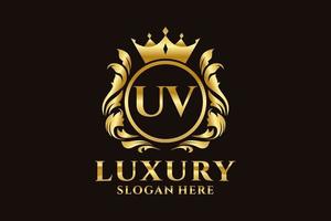 Initial UV Letter Royal Luxury Logo template in vector art for luxurious branding projects and other vector illustration.