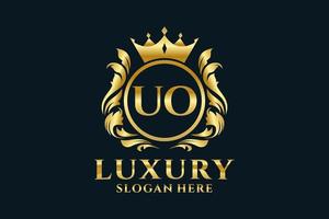 Initial UO Letter Royal Luxury Logo template in vector art for luxurious branding projects and other vector illustration.