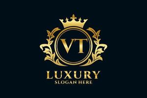 Initial VT Letter Royal Luxury Logo template in vector art for luxurious branding projects and other vector illustration.