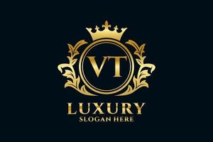 Initial VT Letter Royal Luxury Logo template in vector art for luxurious branding projects and other vector illustration.