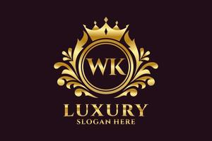 Initial WK Letter Royal Luxury Logo template in vector art for luxurious branding projects and other vector illustration.