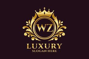Initial WZ Letter Royal Luxury Logo template in vector art for luxurious branding projects and other vector illustration.