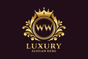 Initial WW Letter Royal Luxury Logo template in vector art for luxurious branding projects and other vector illustration.