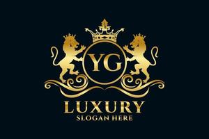 Initial YG Letter Lion Royal Luxury Logo template in vector art for luxurious branding projects and other vector illustration.