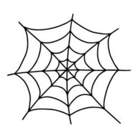 Vector spider web doodle illustration. Hand drawn doodle spider web isolated