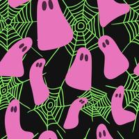 Spiders web and ghost seamless pattern. Halloween pattern. vector