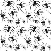 Spiders web seamless pattern. Vector spider isolated on white background. Halloween pattern.