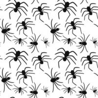 Spiders web seamless pattern. Vector spider isolated on white background. Halloween pattern.