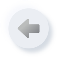 ícone de seta para a esquerda neumórfico, botão de interface do usuário de neumorfismo png