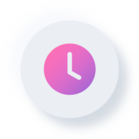 icône d'horloge neumorphique, bouton d'horloge de neumorphisme png