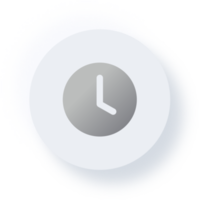 icône d'horloge neumorphique, bouton d'horloge de neumorphisme png