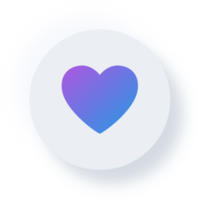 ícone de coração neumórfico, botão de interface do usuário de neumorfismo png