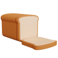 3d renderização de pão integral e algumas fatias isoladas png