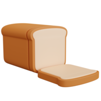 3D-Rendering ganzes Brot und ein paar Scheiben isoliert png