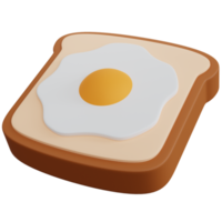 3d renderização de pão e omelete de ovo isolado png