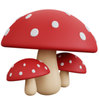 3d renderização três cogumelos isolados png