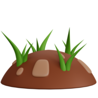 3d rendering soil and some grass isolated png