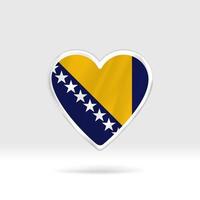 corazón de la bandera de bosnia y herzegovina. estrella de botón plateado y plantilla de bandera. fácil edición y vector en grupos. Ilustración de vector de bandera nacional sobre fondo blanco.