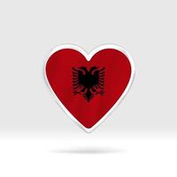 Heart from Albania flag. Silver button star and flag template. Easy editing and vector in groups. National flag vector illustration on white background.